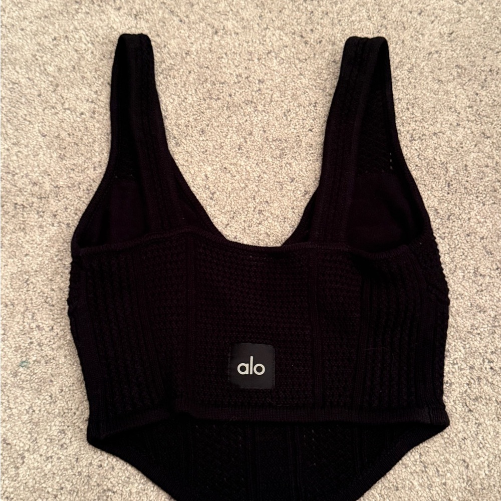 ALO Yoga Black Knit Crop Top